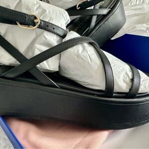 Stuart Weitzman Summer Flatform Black 7.5